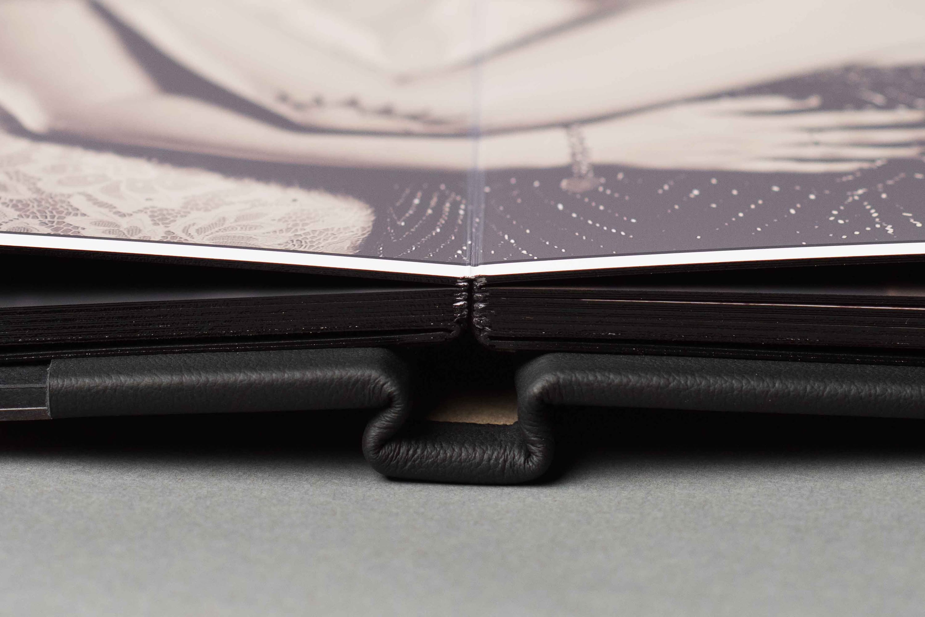 Detail shot of modern album pages and their thickness